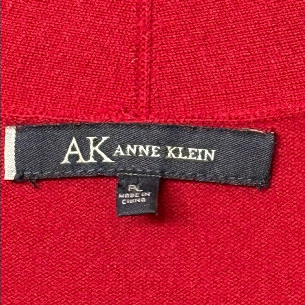 Anne Klein Red Silk Blend Button Front Cardigan Sweater Size PL - Picture 4 of 8